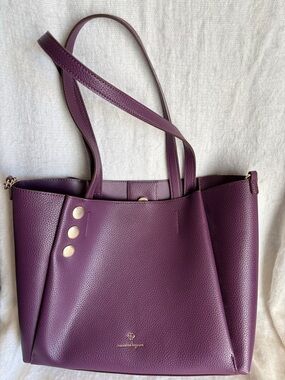 Nanette Lepore Tote Bag Purse Purple 3-Button Design NWOT